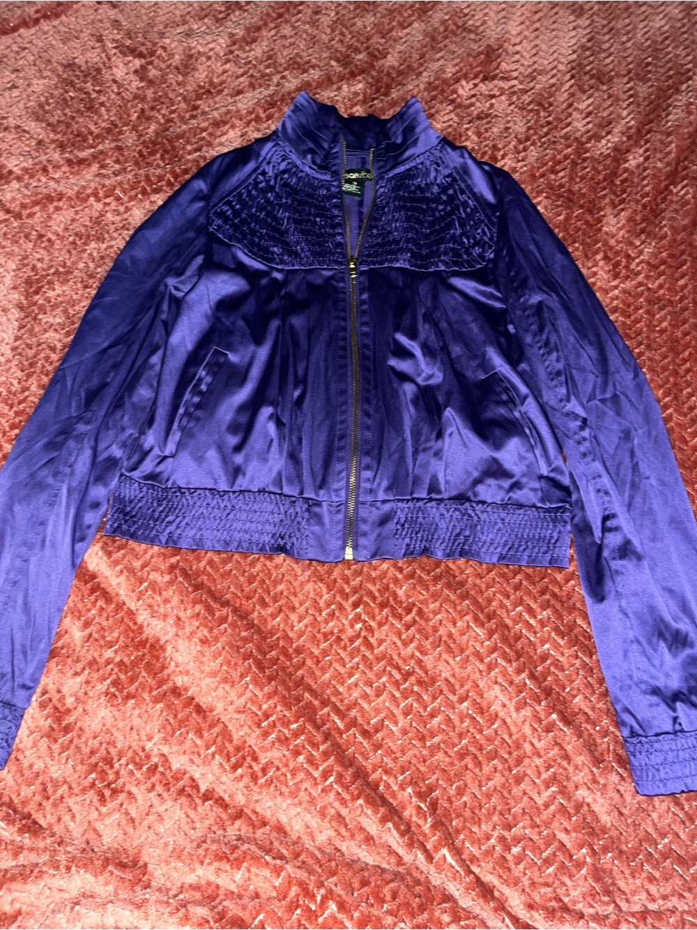 Urban vibe silk like Purple Women's Lightweight Zip Jacket